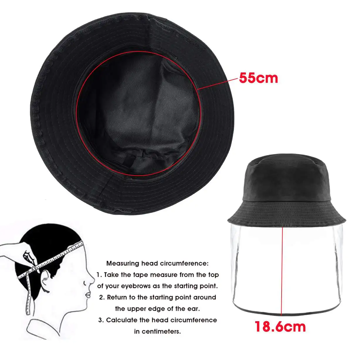 

Anti-spitting Bucket Hat With Protective Face Shield Cover Helmet Summer Sun Hat Cap Protection Splash-proof Anti-Saliva