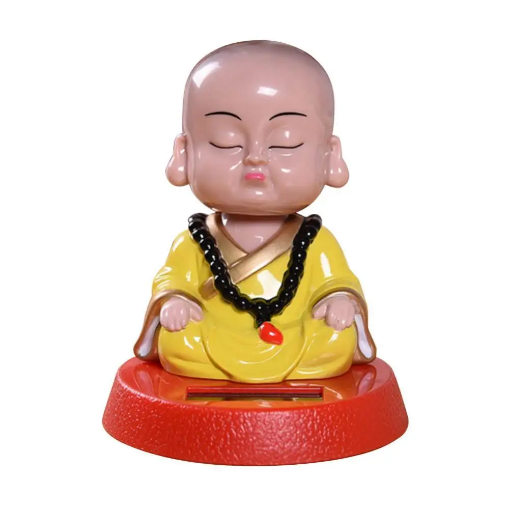 

Solar Power Flip Flap Pot Swing Toy Cartoon Monk Figurine Car Ornament Decor