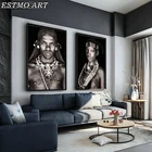 Холщовая картина для мужчин и женщин, постер с африканскими племенами черного телесного цвета, креативный индивидуальный современный настенный Декор для дома