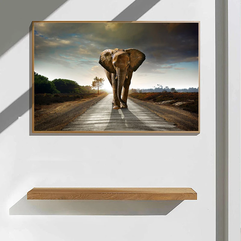 Африканский слон животное пейзаж картина маслом на холсте постер поп-арт и