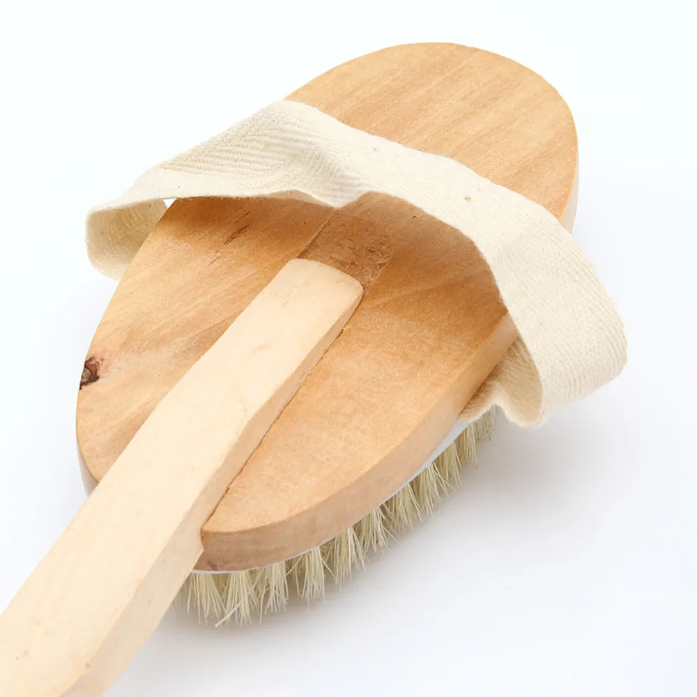 

Body Dry Brush Natural Boar Bristle Organic Dry Skin Body Brush Bamboo Wet Back Shower Brushes Exfoliating Bathing Brush