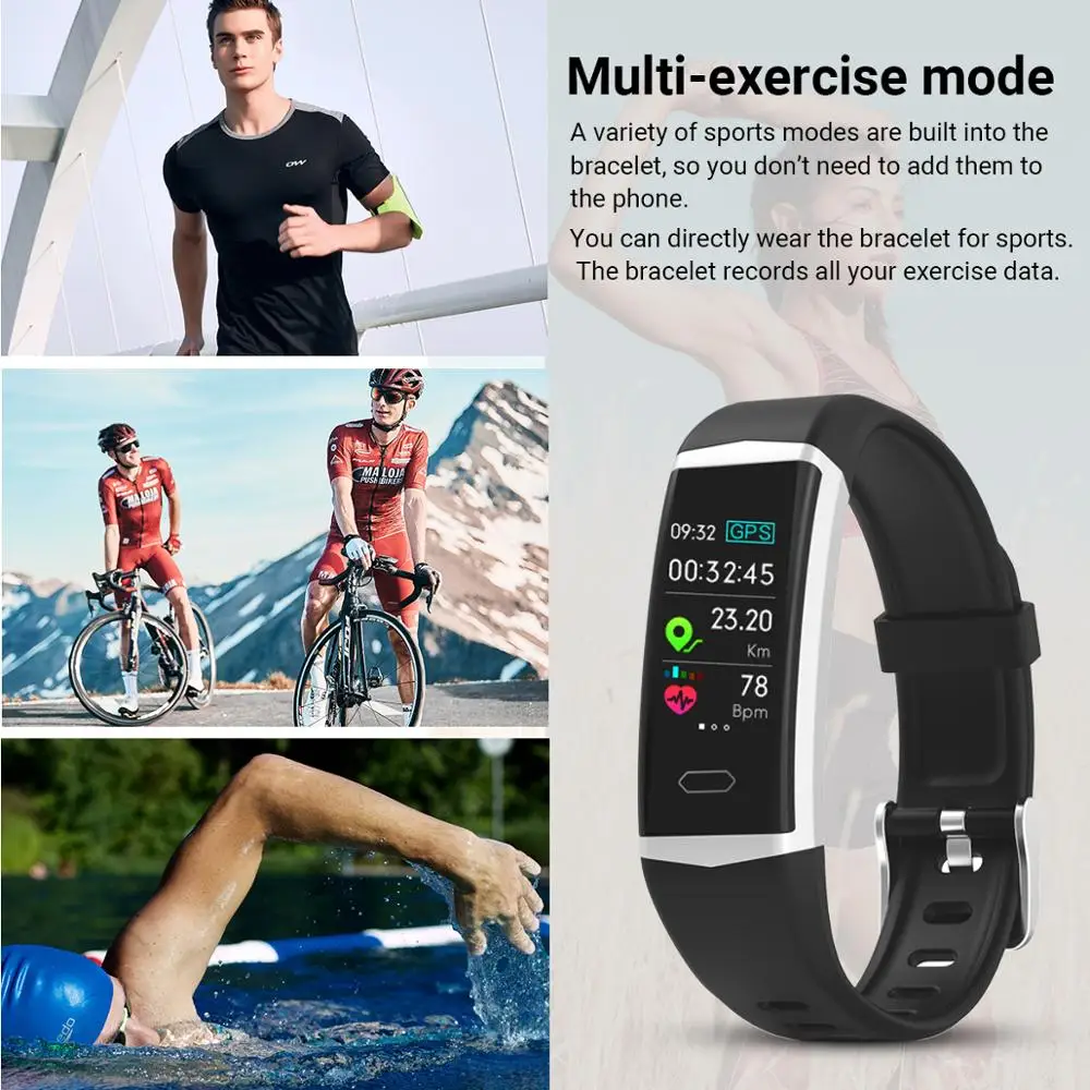 

GandlEy B5 GPS Sports Smart Wristband Waterproof Swimming Smart Watch Band Fitness Pedometer Bracelet for Adriod IOS