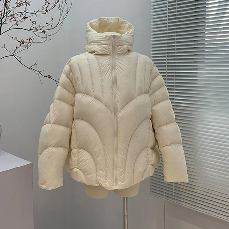 Fitaylor зимний теплый светильник с капюшоном короткая куртка перьями Женская на