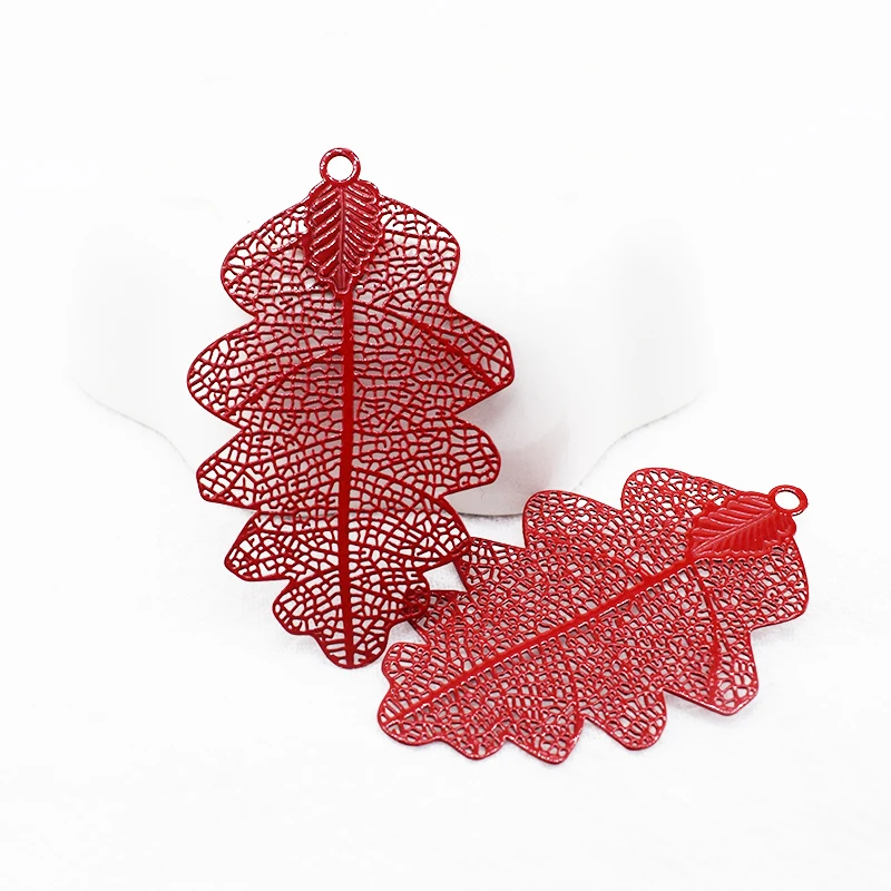 

20Pcs/Pack Factory Direct Copper Hollow Leaf Exaggerated Earring Pendant DIY Handmade Earring Necklace Pendant Material 29*46mm