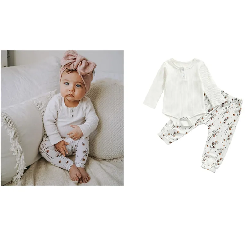 

2 шт., Детский комбинезон с круглым вырезом, длинным рукавом и эластичным поясом