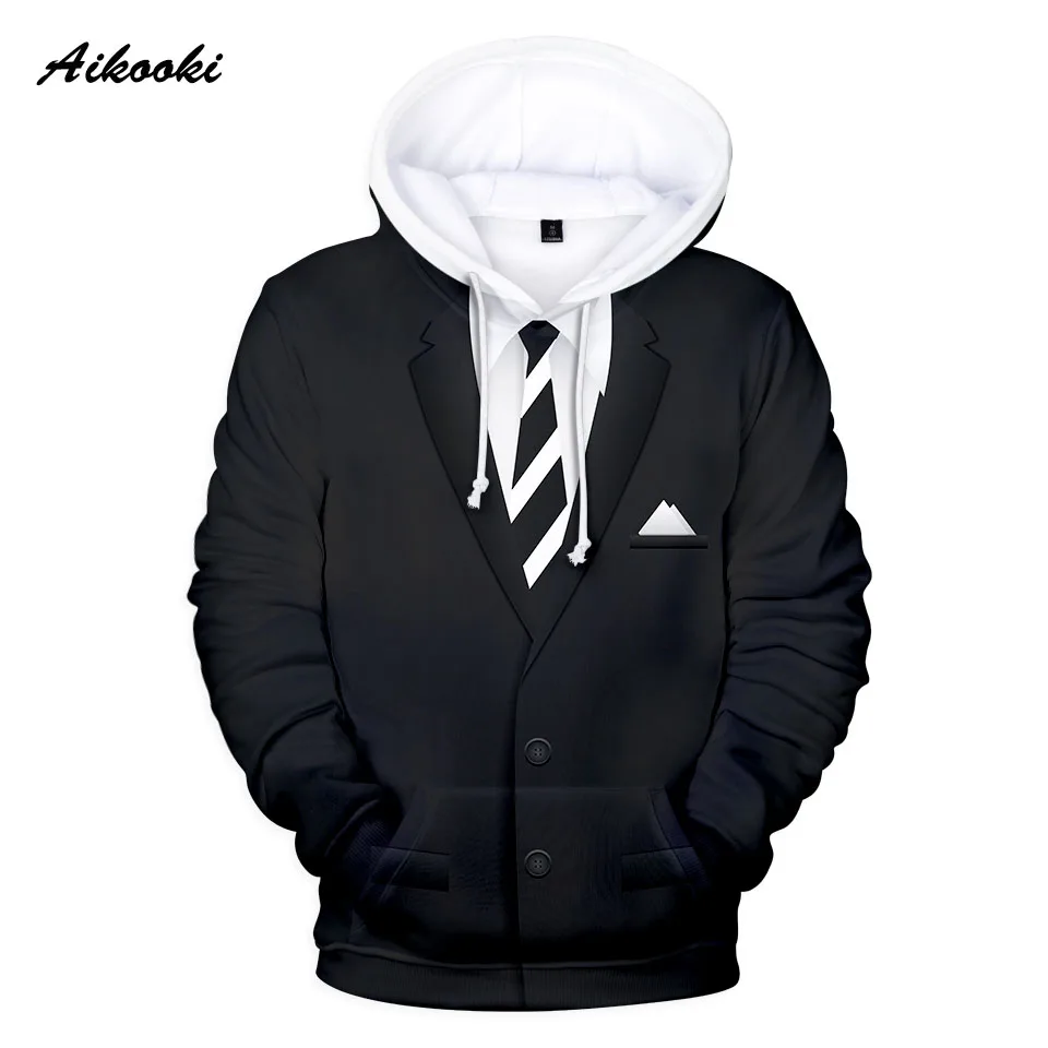 

Aikooki Funny 3D Tie Printed Black Hoodie Sweatshirts Men Women Couple Streetwear Suit Long Sleeves Tracksuit 3D Fashion Hoodies