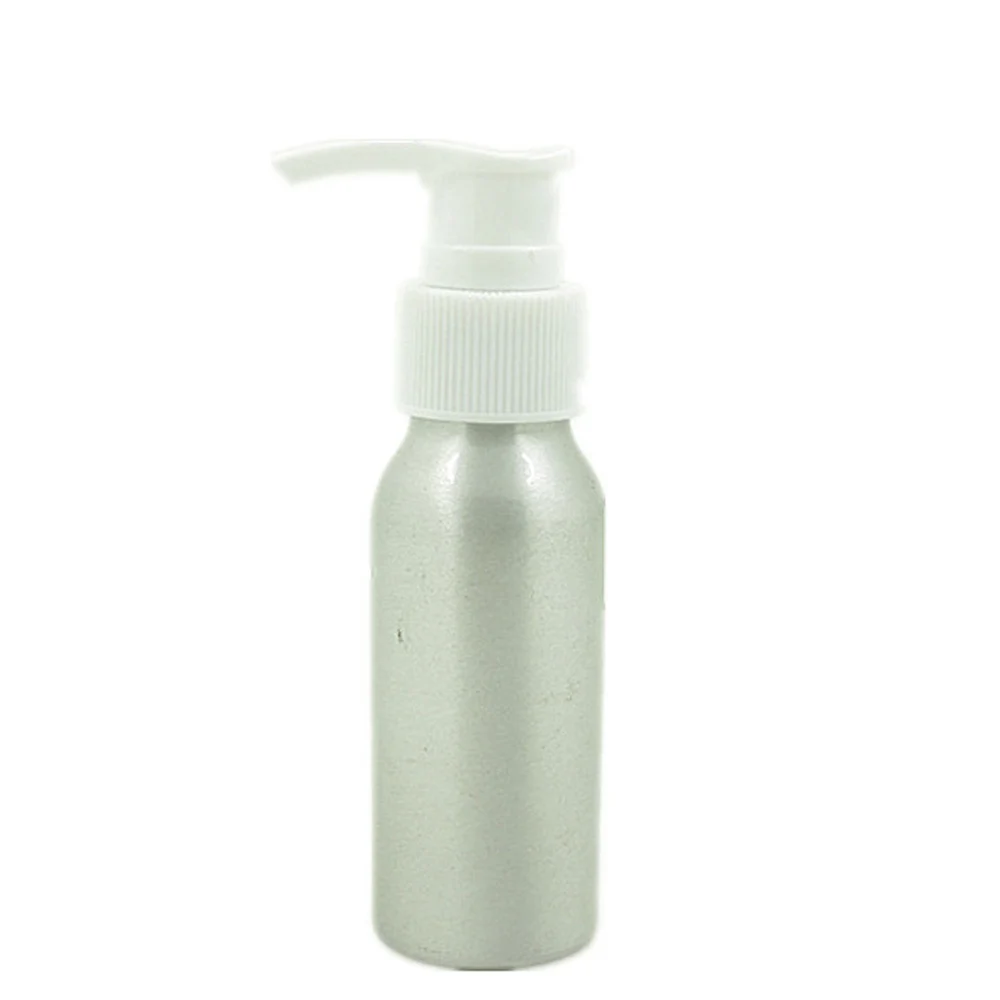50ml Empty Round Aluminum Bottles Sliver Metal Bottle With Black/White Twist Lotion Pump | Красота и здоровье