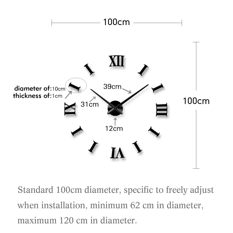 Большие зеркальные настенные часы украшение для дома современный дизайн 3D