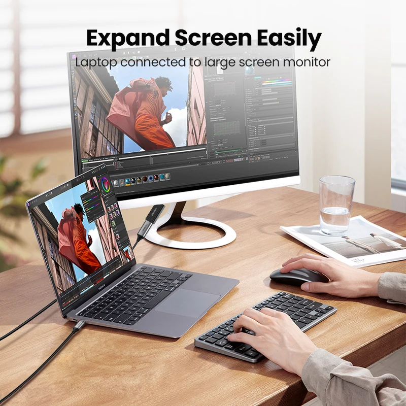 Фото Адаптер Ugreen для порта дисплея, DP к HDMI, 4K, кабельный конвертер 1080P для ПК, ноутбука, проектора, адаптер для порта дисплея к HDMI №5