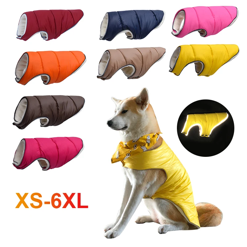 Новая теплая зимняя одежда для собак пальто куртка питомцев светоотражающая