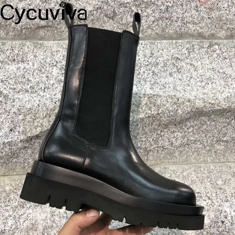 Популярные ботинки челси на толстой подошве женские удобные туфли плоской
