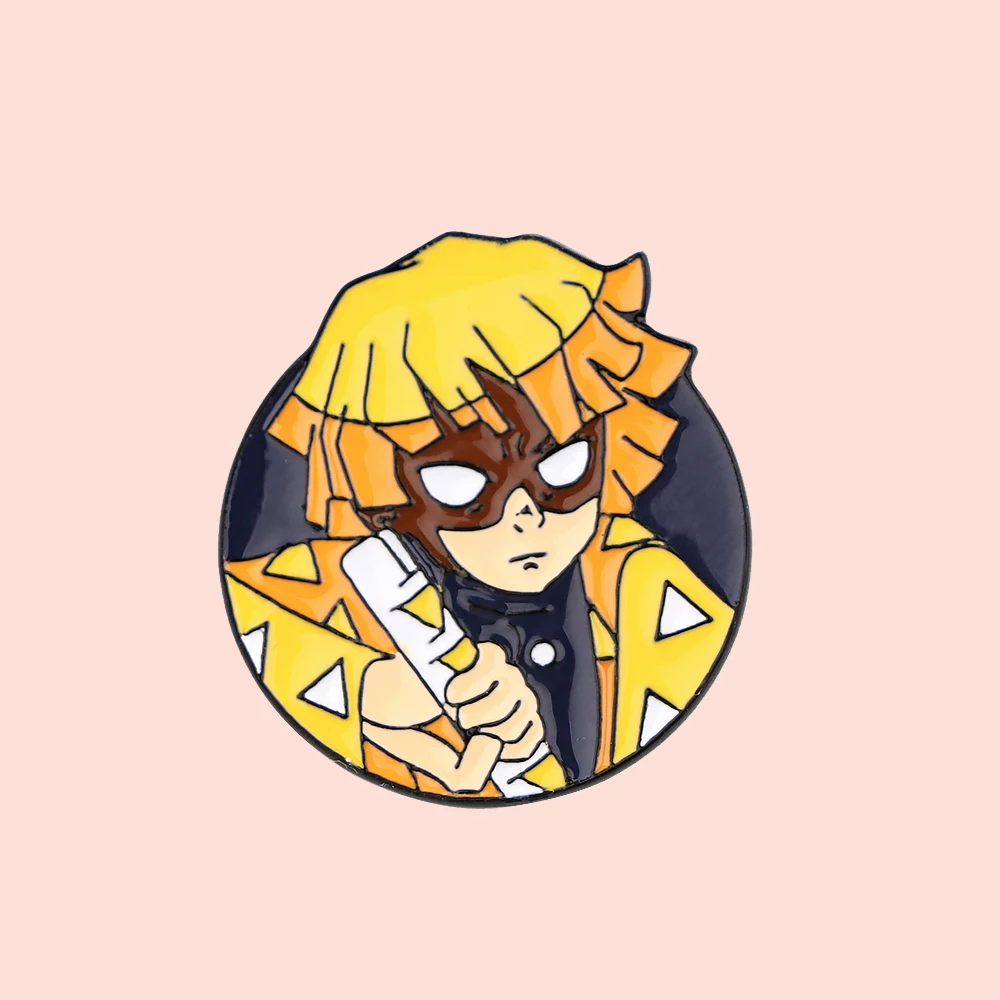 

ZF2935 Anime Boy Demon Slayer Jewelry Enamel Pins And Brooches Cartoon Creative Metal Denim Hat Badge For Friends Kids