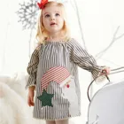 Рождественское платье для маленьких девочек, одежда с принтом Санта Клауса, Полосатое платье принцессы t5, Рождественская одежда