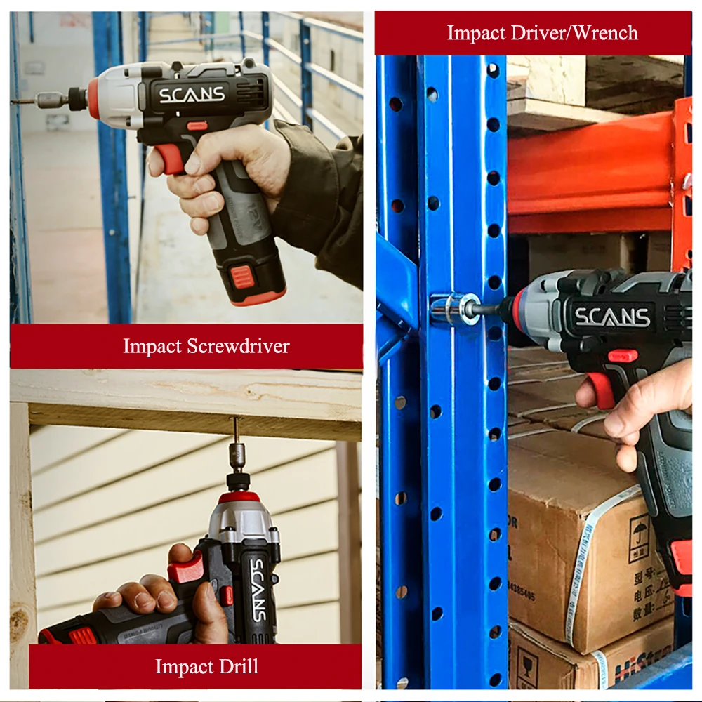 SCANS SC2121 профессиональный инструмент 12В Аккумуляторная Литиевая ударная