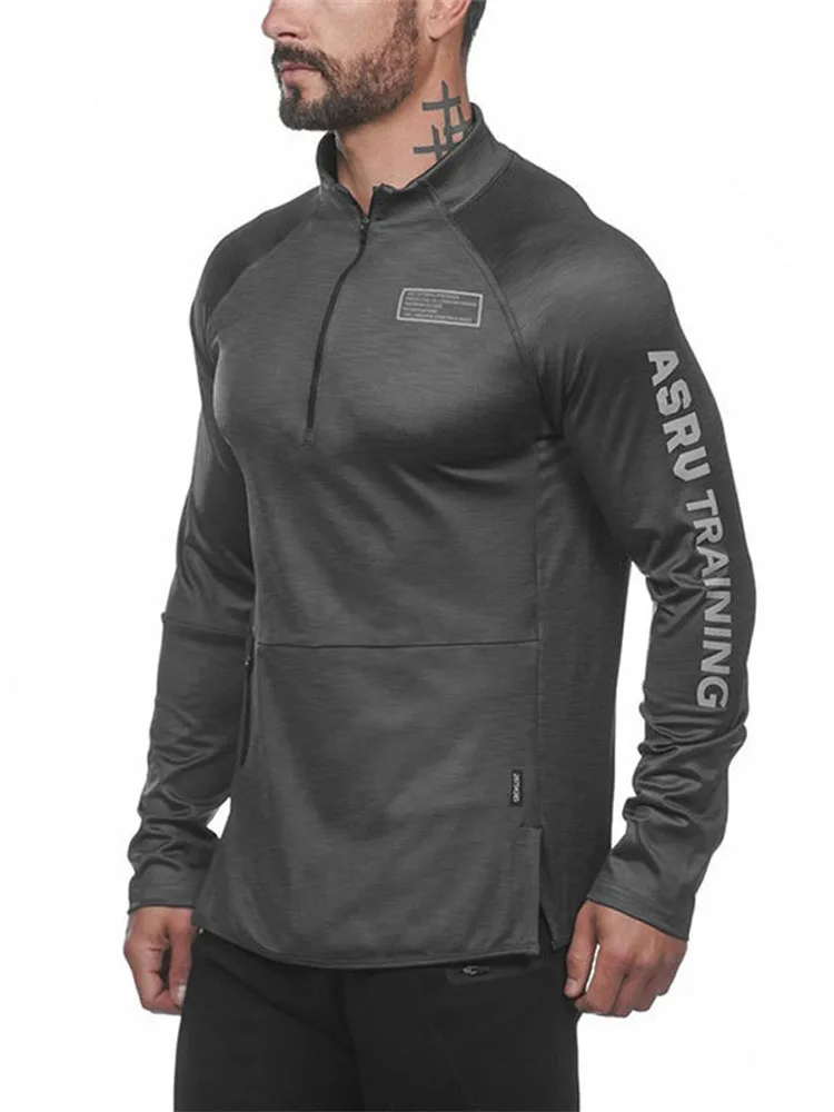 Мужская спортивная куртка на молнии свободная дышащая с воротником для