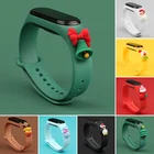 Рождественский ремешок для Xiaomi Mi band 6 4 5 3 силиконовый спортивный браслет для Mi Band 3 4 5 6 Рождественский подарок мультяшный браслет