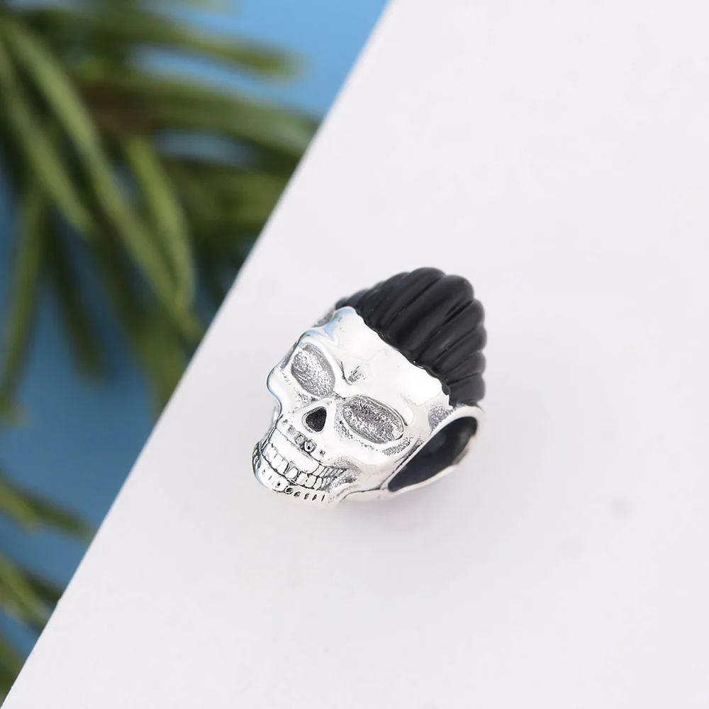 Fit Original Charm Bracelet Authentic 925 Sterling Silver Punk Rock Music Style Skull Bead For Making Women Berloque 2021 New | Украшения и