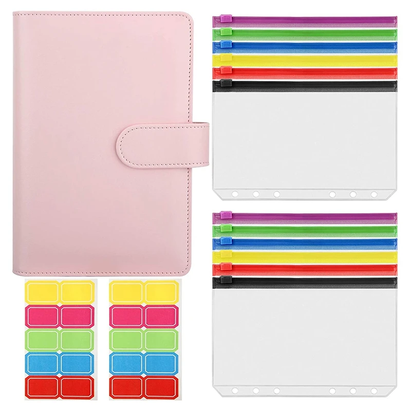 

A6 Binder, A6 PU Leather Notebook Binder, Budget Binder, with 12 Binder Pockets with Magnetic Closure