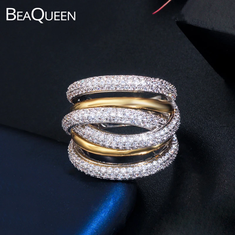 Кольцо BeaQueen женское с фианитом свадебное Ювелирное Украшение для невесты 2
