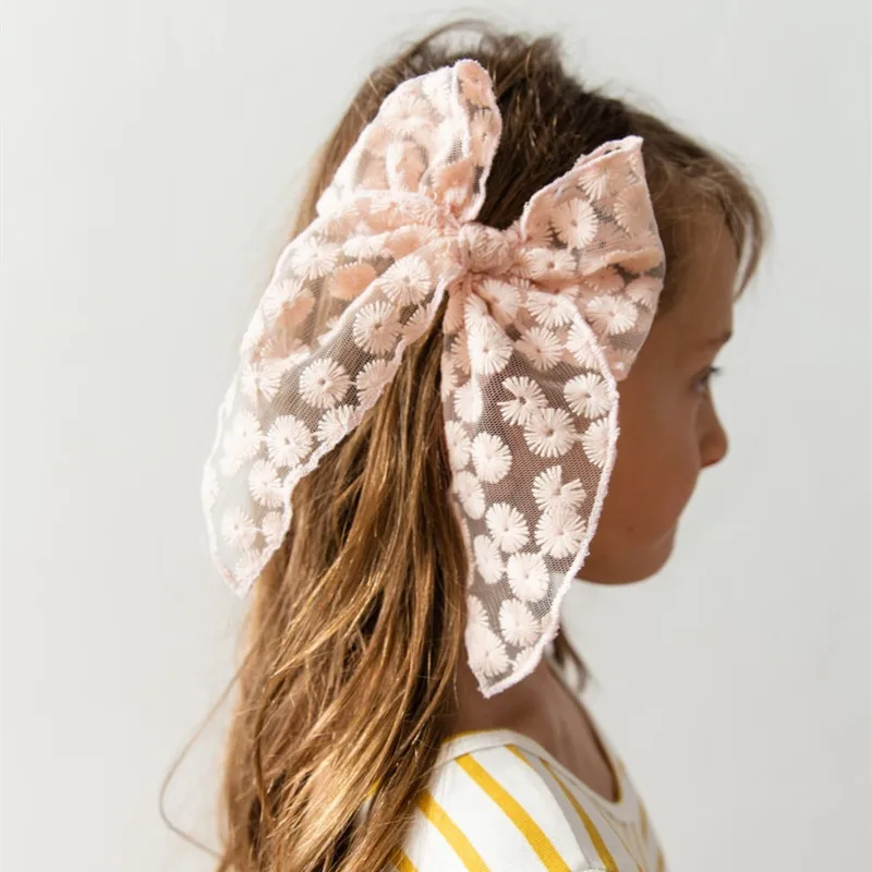 

Ins Daisy Hair Clips Baby Girl Princess Hair Lace Bow Hairpins For Kids Print Barrette Kawaii Accessories Infant Speldjes Meisje
