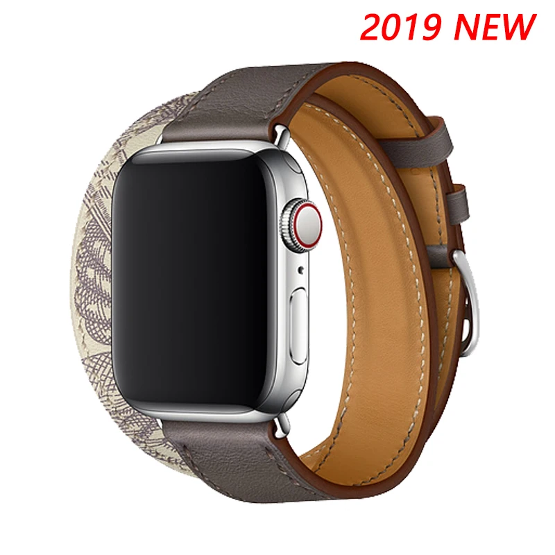 Кожаный ремешок для apple watch 5 4 ремешок 44 мм 40 мм iwatch series 4 3 2 correa apple watch 42 мм 40 мм двойной тур Браслет ремешок для часов - Цвет ремешка: Tin Concrete