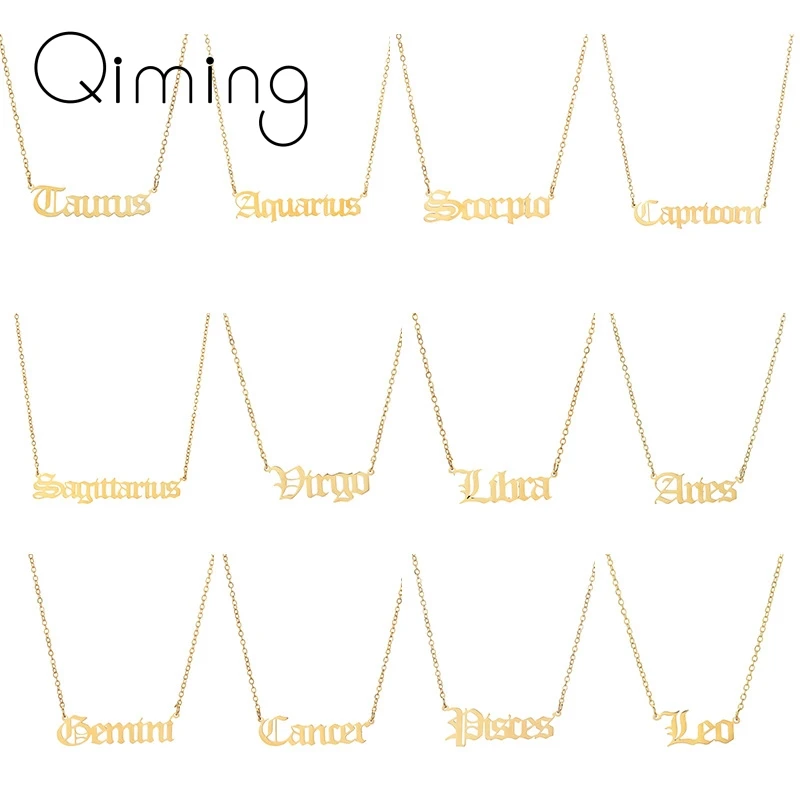 Ожерелье из нержавеющей стали астрология Зодиак 12 созвездие золото серебро для