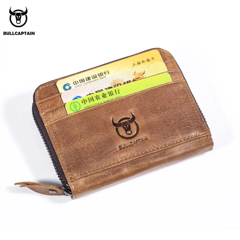 BULLCAPTAIN кожаный бизнес держатель для карт кредитная карта на молнии хранения