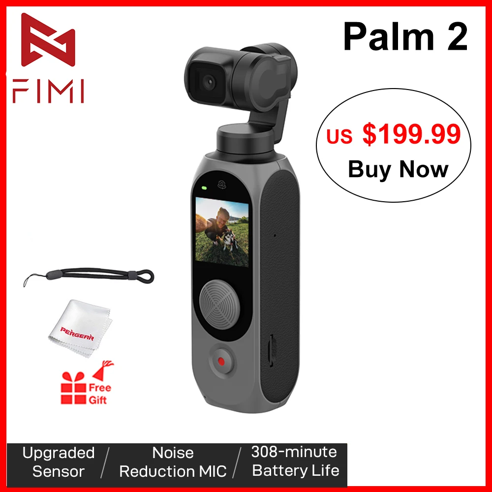 

FIMI PALM 2 3-Axis Handheld Gimbal Camera Stabilizer Upgraded 4K 100Mbps 308 min Pocket Mini Smart Camera Wide Angle Smart Track