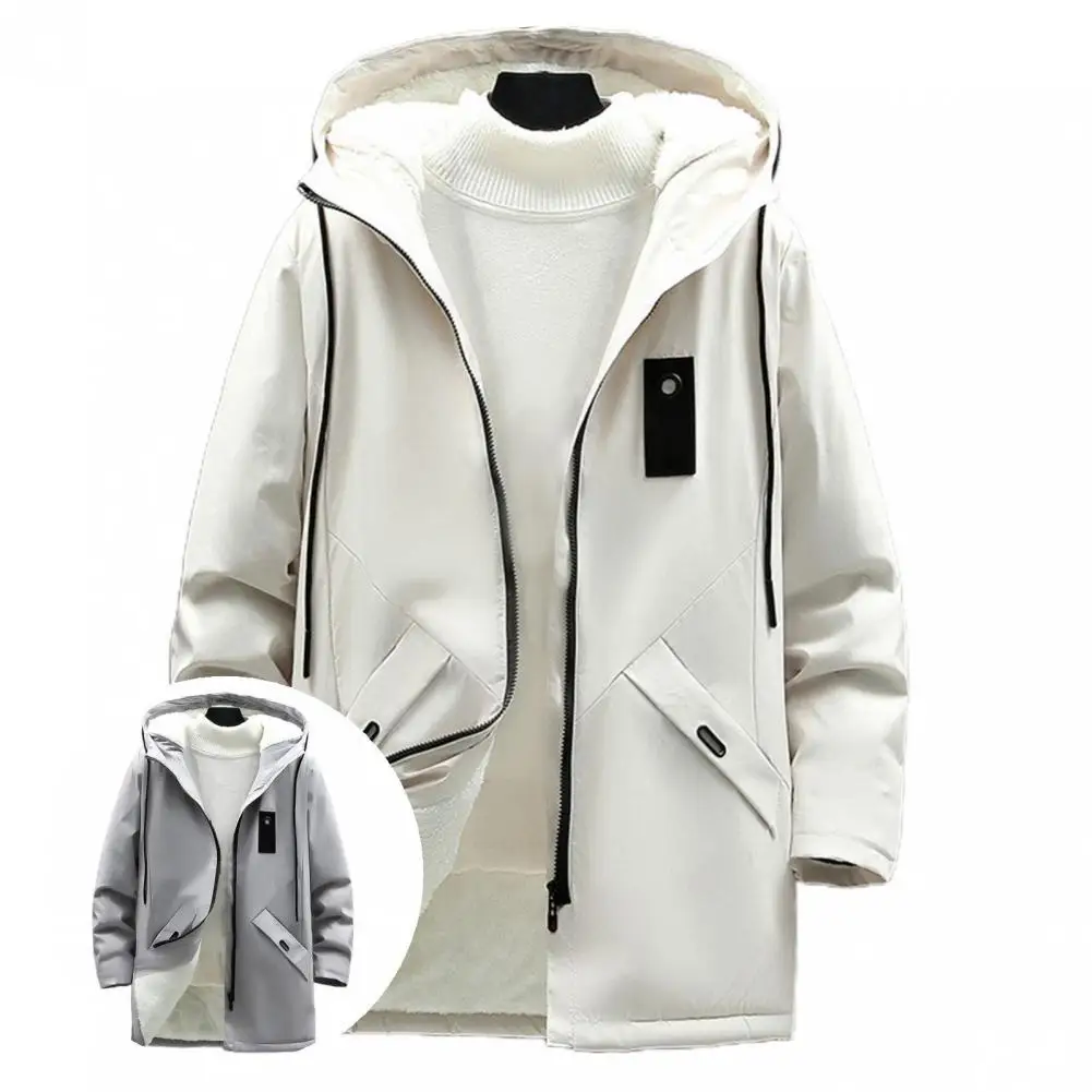 

Trendy Winter Jacket Pockets Hat Men Coat Lightweight Men Jacket for Daily Wear Winter Coat