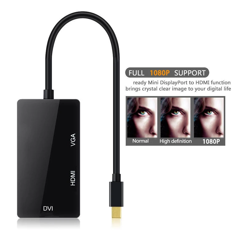 Мини DP до 1080P HDMI DVI VGA адаптер 3 в 1 концентратор Mini DisplayPort видео конвертер кабель для
