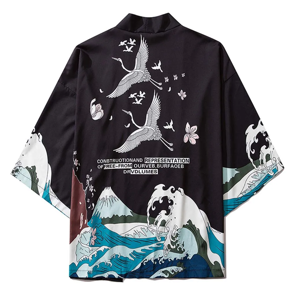 Japanese Kimono Costume Japan Cardigan Traditional Clothing Kimomo Asia Women Haori Loose Blouse | Мужская одежда