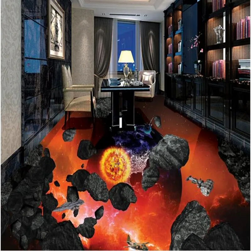 BEIBEHANG 3D custom floor posted meteorite hit earth bathroom living room bedroom wearable tiles decorative painting | Обустройство