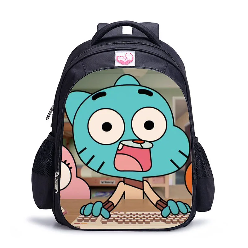 1pc backpack 5 16 дюймов удивительный мир Gumball детские школьные сумки ортопедические школьный рюкзак для детей мальчиков девочек Mochila Infantil мультяшный чехол - Цвет: 1pc backpack 5