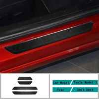 carbon fiber car accessories interior car threshold pedal modification decals cover trim stickers for tesla model 3 2018 2019
