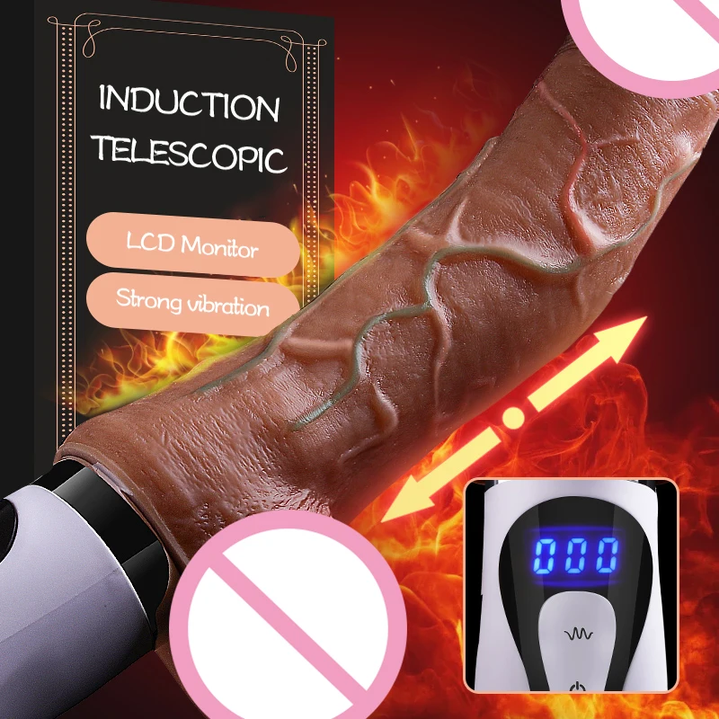 Big penis LCD telescopic Dildo soft Silicone heating thrusting Gun g-spot clitoris Stimulator Artificial penis Female sex toys