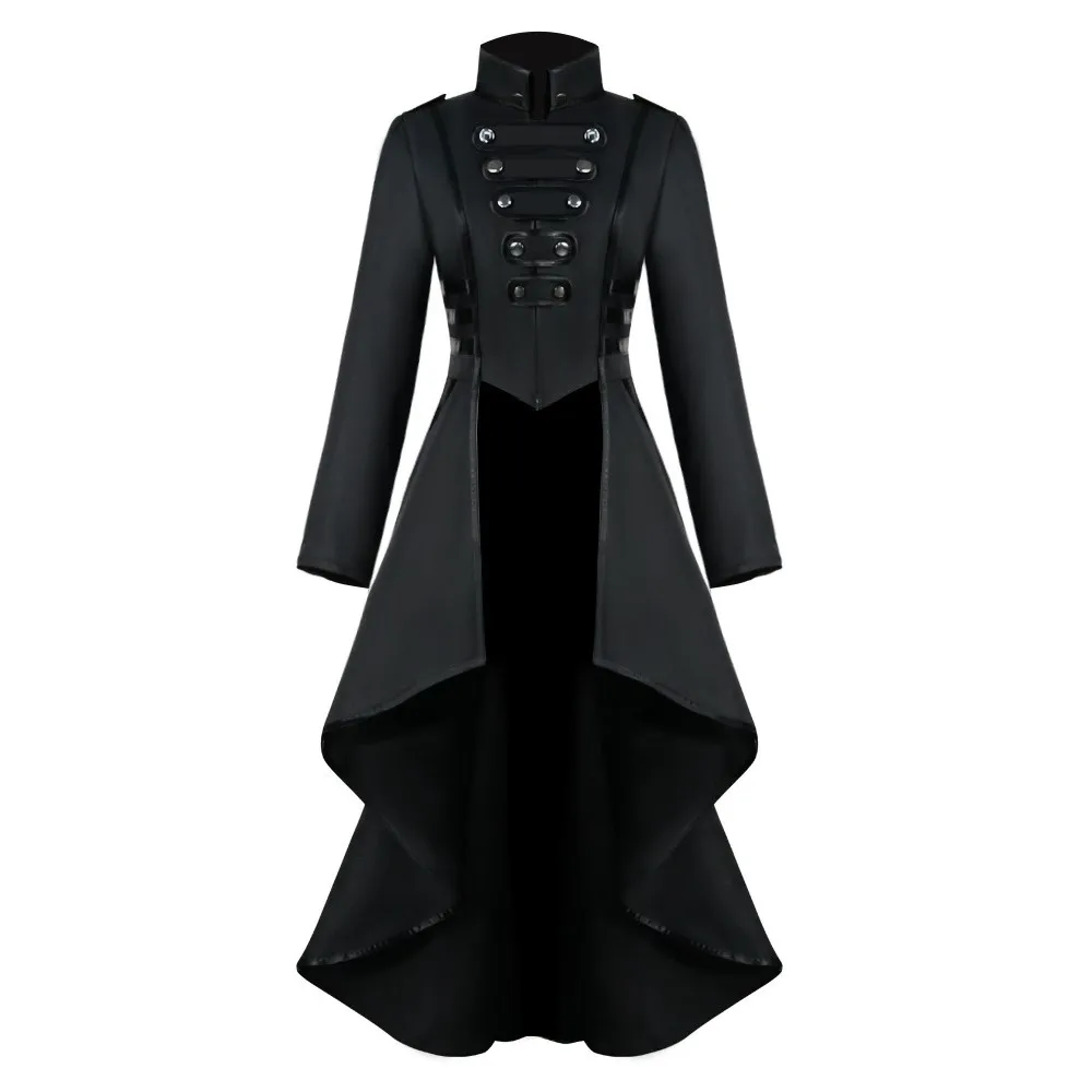 

Gothic Steampunk Tailcoat Long Jacket Women Vintage Irregular Hem Victorian Frock Coat Tuxedo Uniform Medieval Halloween Costume