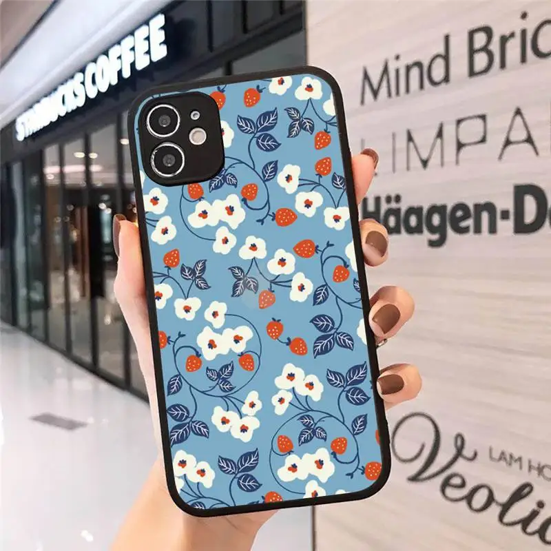 

Spring Floral flowers pattern Phone Case Matte Transparent for iPhone 7 8 11 12 s mini pro X XS XR MAX Plus cover funda