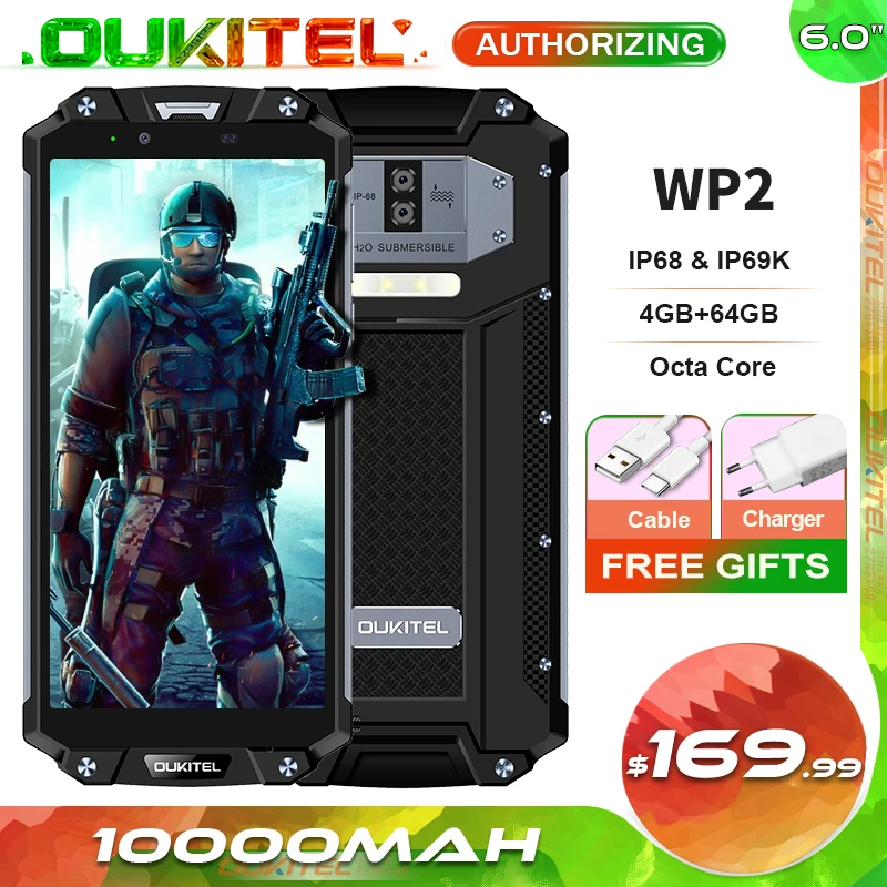 Смартфон OUKITEL WP2 влагозащита IP68 мобильный телефон с поддержкой NFC экран 6 дюймов 18:9