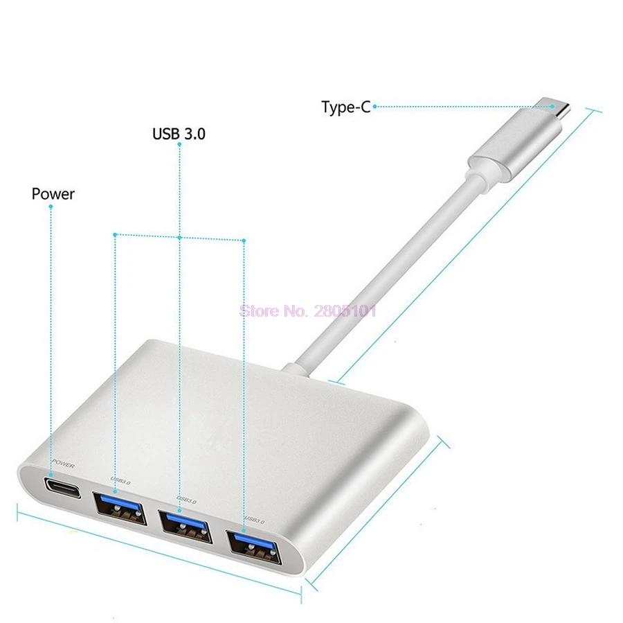 Dhl или fedex 10 шт. USB 3 1 USB-C Type-C концентратор адаптер конвертер в порта для зарядки MacBook