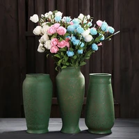 vintage green chinese ceramic vase old antique pottery pot vase living room gateway flower arrangement dry flower arrangement