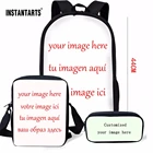 Набор школьных сумок INSTANTARTS для мальчиков и девочек, 3 шт., с принтом под заказ
