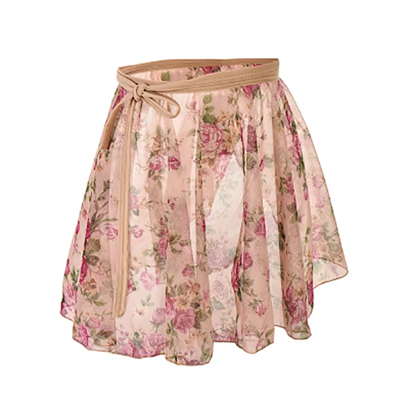 Hot Selling Girls Printing Flowers Ballet Wrap Skirt Women Dance Adult Spandex Chiffon Waist Dress Free Size | Тематическая одежда