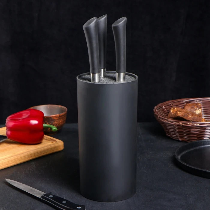 Подставка для ножей 22х11 см &quotНео&quot с наполнителем покрытие Soft-touch цвет чёрный |