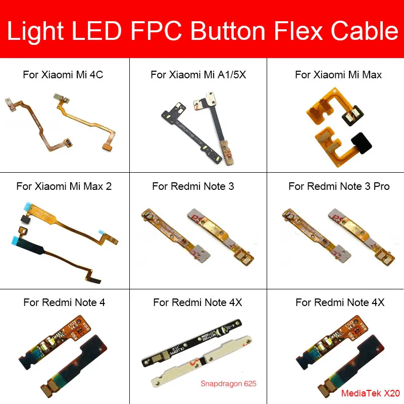 Задняя подсветка LED FPC кнопка для Xiaomi Redmi Mi Max Note A1 2 3 4 4X 5X Pro высокая стандартная