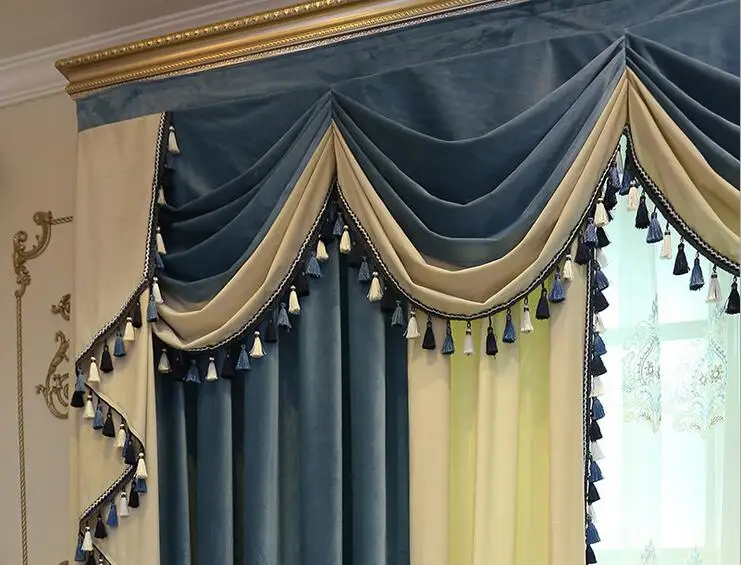 1pc valance Итальянская бархатная двухцветная занавеска s для спальни утолщение тени окна балдахин занавеска для гостиной современная ткань - Цвет: 1pc valance