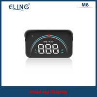 eling car windshield projector head up display real time speed rpm fuel consumption driving time with alarm obd2 led colorful hd