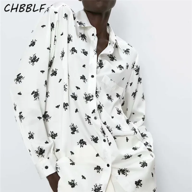 

CHBBLF women chic pattern print blouse long sleeve casual wear female retro shirt basic ladies top blusas C9340