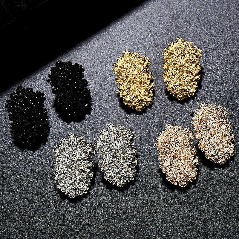 Женские серьги гвоздики SHUANGR круглые овальные золотистые Серебристые черные