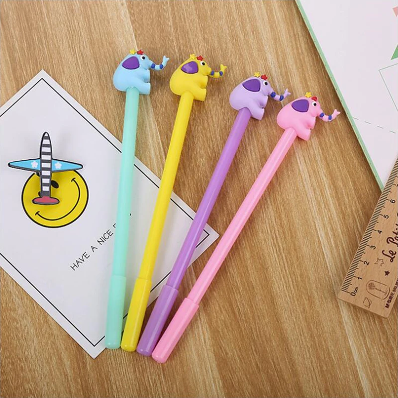 

Cute Elephant Gel Pen Black Blue Ink Needle Tip Plastic Color Pen for Writting Office Stationery School Supplies 1PCS