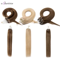 s noilite 16 24 non remy human hair 100strands straight micro bead loop ring hair extension black bleach blonde 0 5g hairpiece